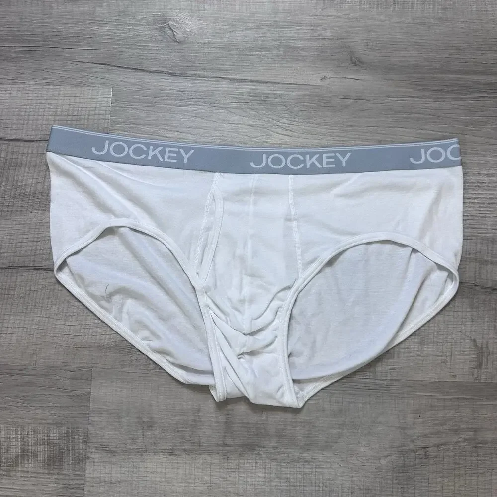 Men's 2XL Jockey Essentials Underwear 3-pack Cotton Blend Briefs Gray White NWOT